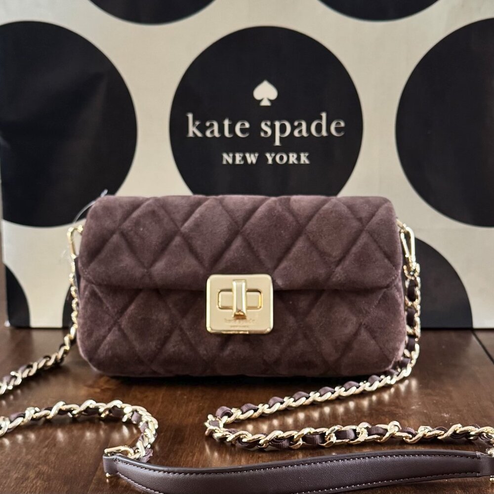 Kate Spade Carey Suede Quilted Mini Crossbody - Hot Fudge - SOLD OUT in Stores